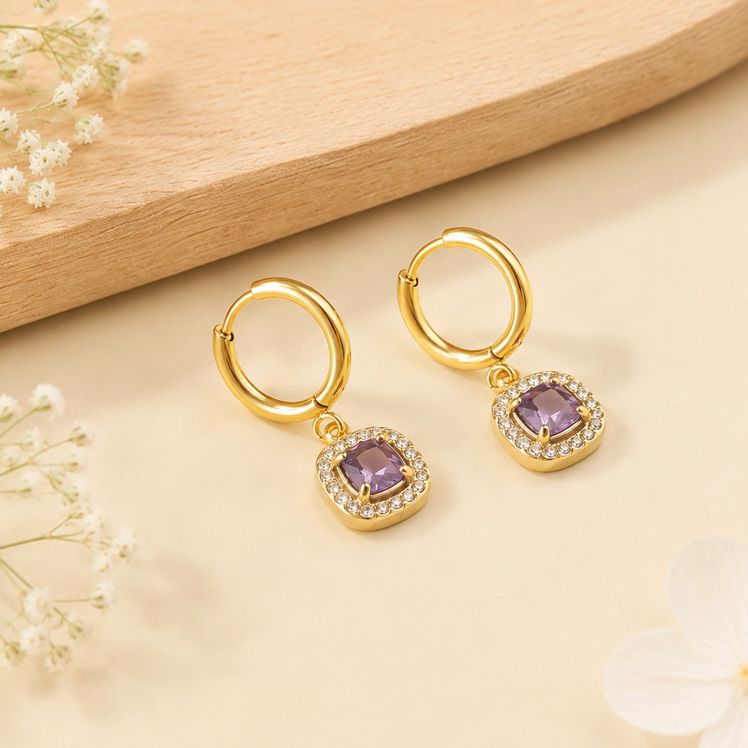 Amora Amethyst Hoops