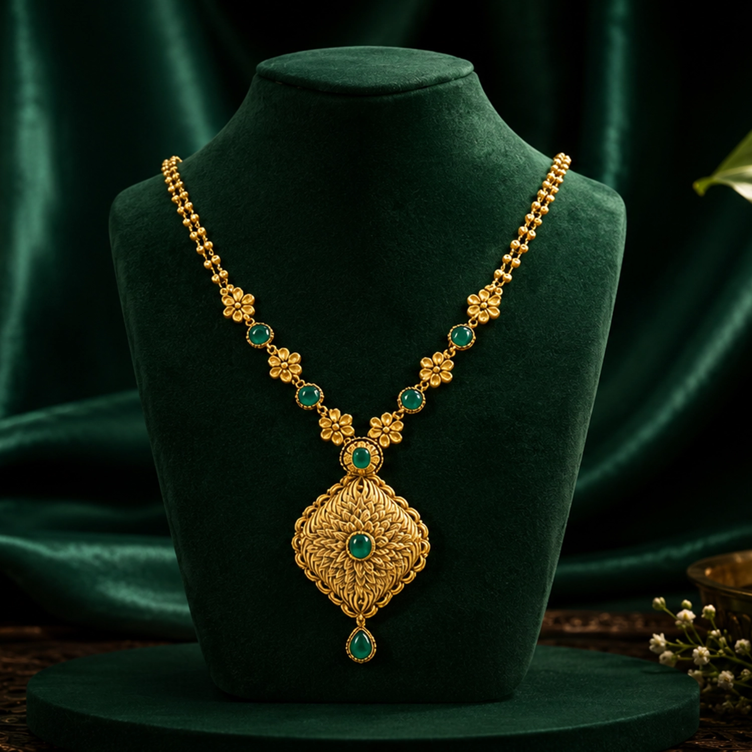 Emerald Bloom Pendant Necklace