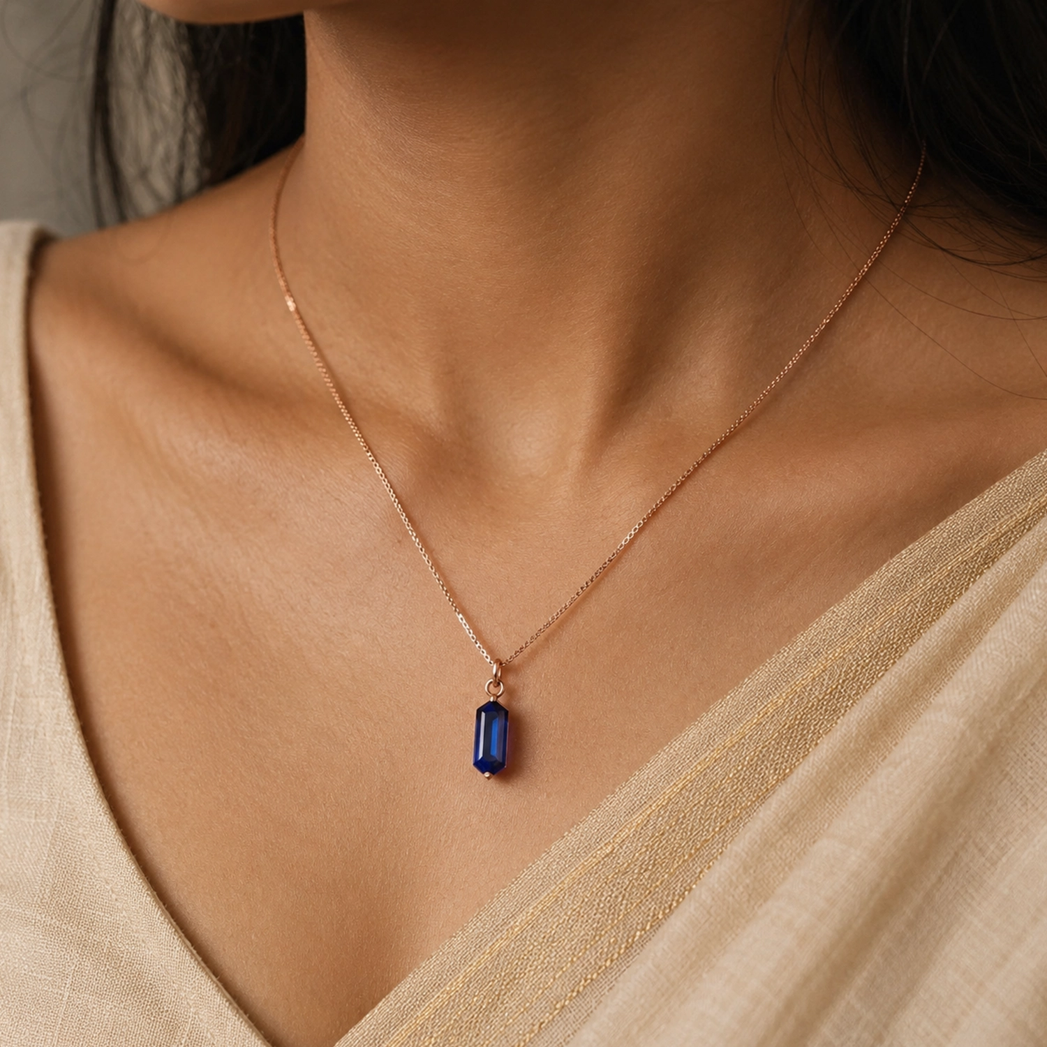 Sapphire Solitaire Pendant Necklace
